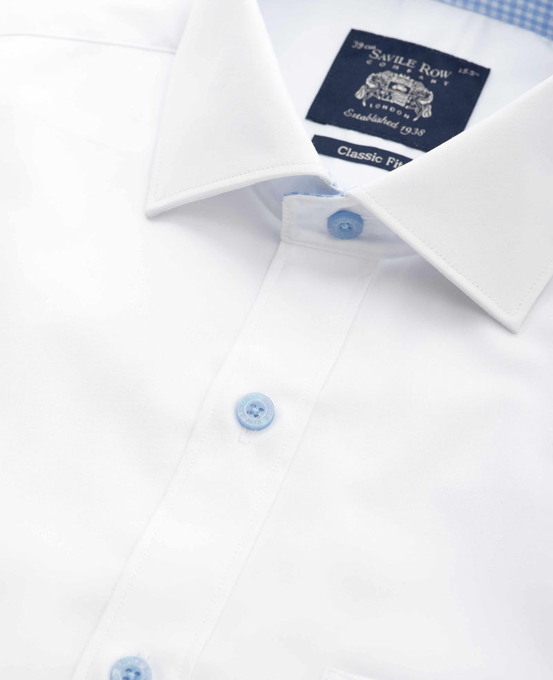 White Cotton Poplin Classic Fit Formal Shirt - Single Cuff