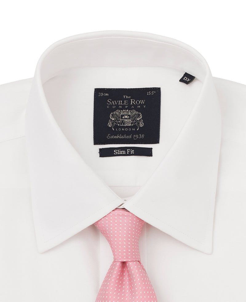 White Fine Twill Slim Fit Non-Iron Formal Shirt - Double Cuff