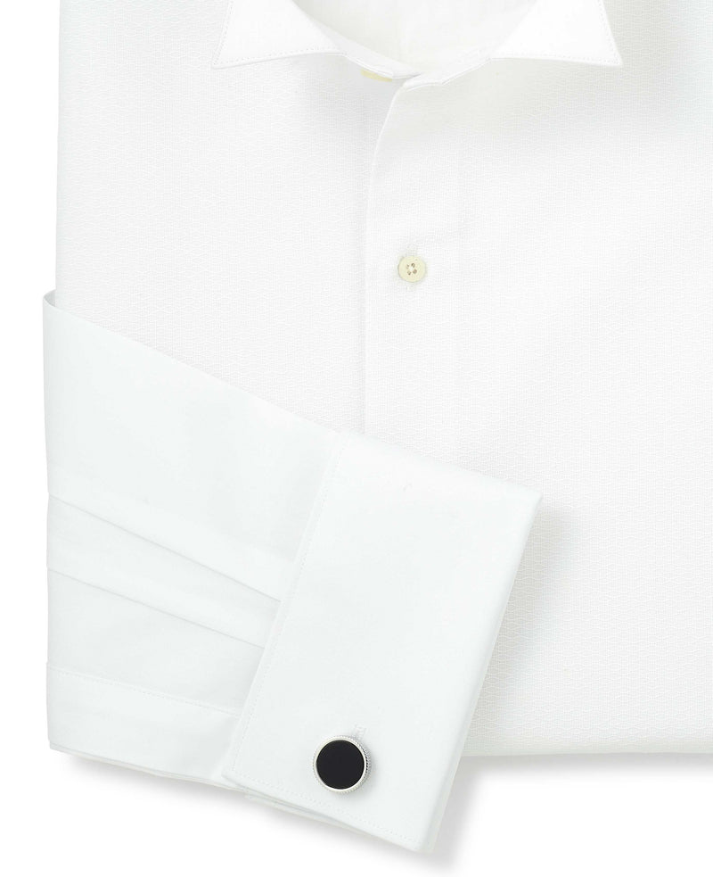 White Marcella Wing Collar Classic Fit Dress Shirt - Double Cuff