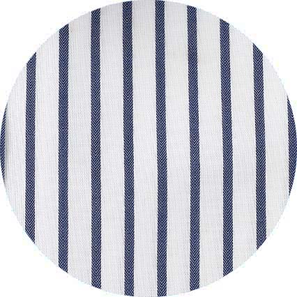 White Navy Stripe Classic Fit Non-Iron Shirt - Single Cuff