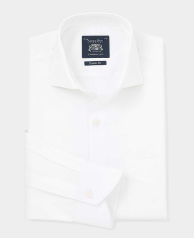 White Poplin Classic Fit Formal Shirt - Single Cuff