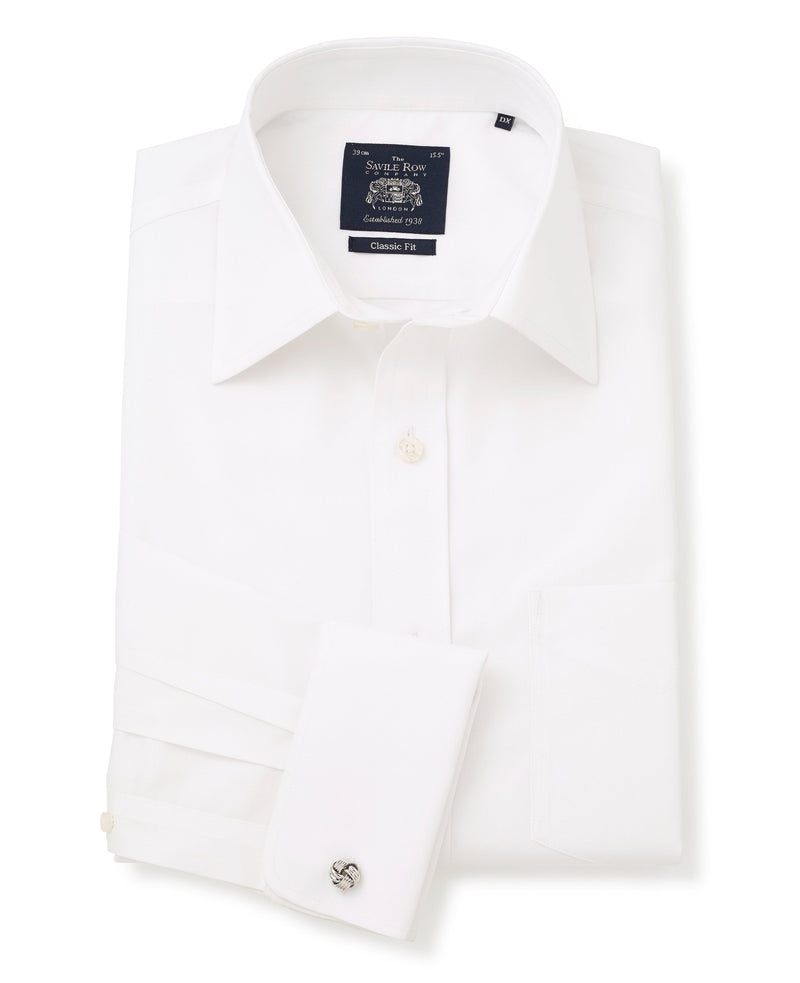 White Poplin Classic Fit Non-Iron Formal Shirt - Single or Double Cuff