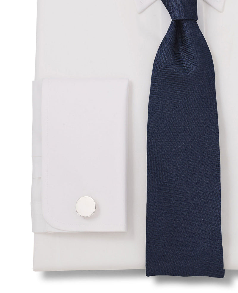 White Poplin Pin Collar Slim Fit Double Cuff Formal Shirt