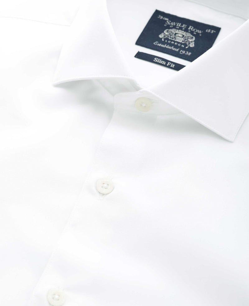 White Poplin Slim Fit Formal Shirt - Single Cuff