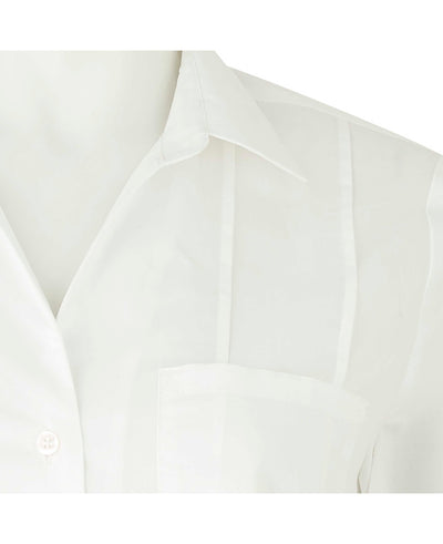 White Semi-Fitted Women's Shirt With Pin-Tuck Detail - Collar Detail - LSC413WHT