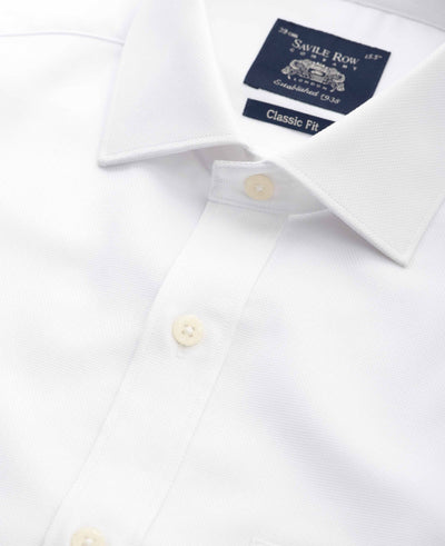 White Textured Cotton Classic Fit Formal Shirt - Single Cuff