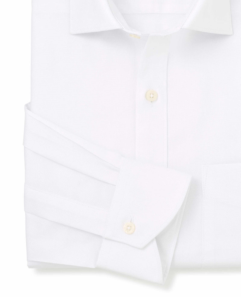 White Textured Cotton Classic Fit Formal Shirt - Single Cuff