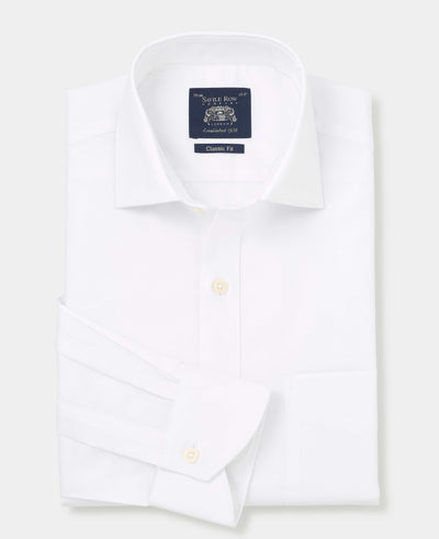 White Textured Cotton Classic Fit Formal Shirt - Single Cuff