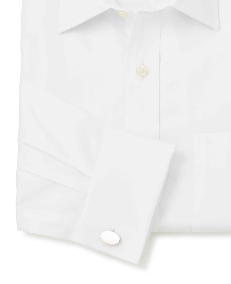 White Twill Classic Fit Shirt - Double Cuff - Cuff Detail - 1363WHT