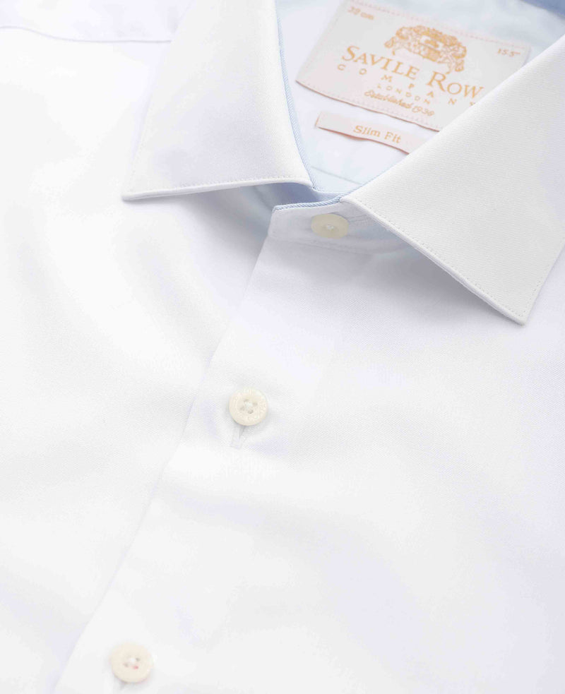 White Two-Ply Cotton Slim Fit Gold Label Formal Shirt - Single Cuff