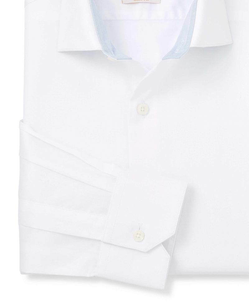 White Two-Ply Cotton Slim Fit Gold Label Formal Shirt - Single Cuff