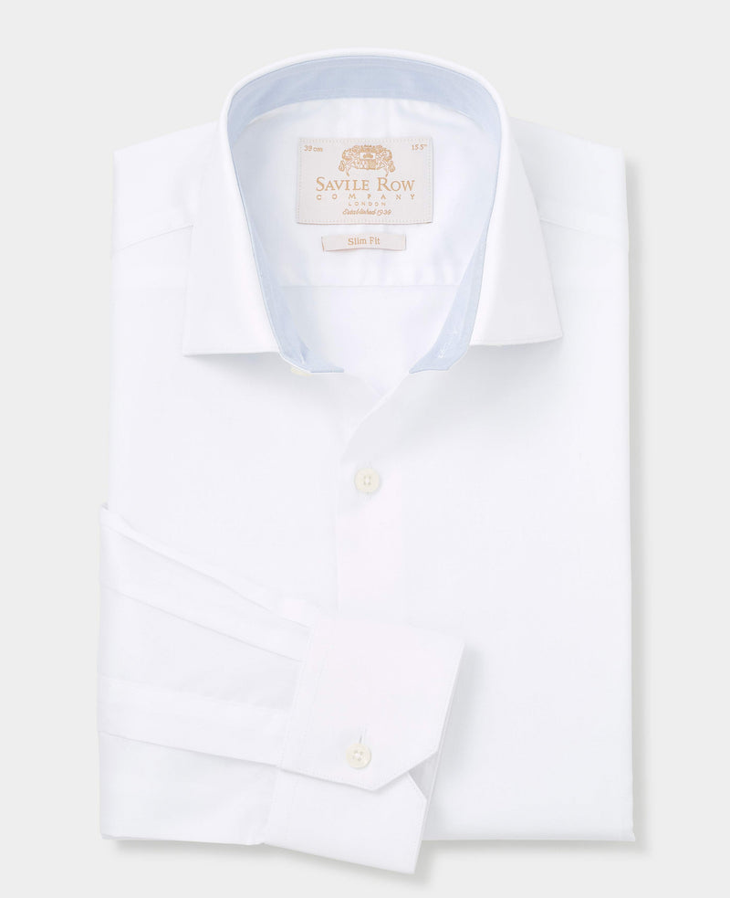 White Two-Ply Cotton Slim Fit Gold Label Formal Shirt - Single Cuff