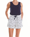 Women's Navy White Horse Print Lounge Shorts