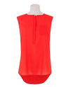 Women's Orange Collarless Sleeveless Shirt