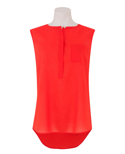 Orange Collarless Sleeveless Women's Shirt