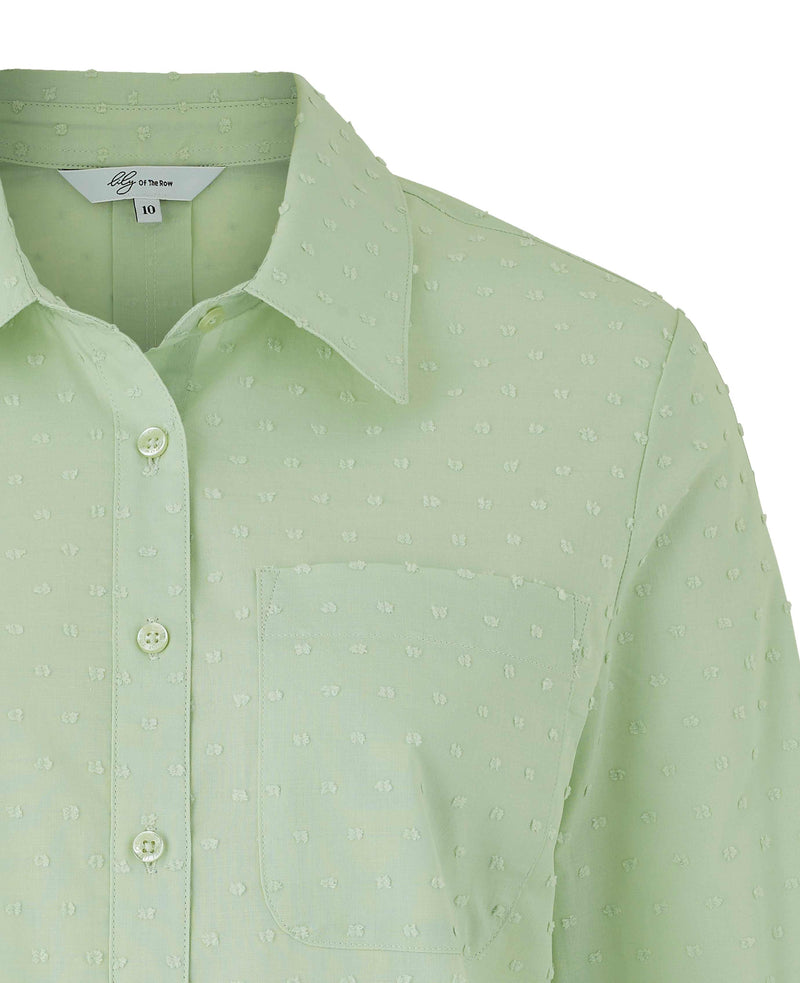 Women's Pale Green Dobby Spot Semi-Fitted Shirt