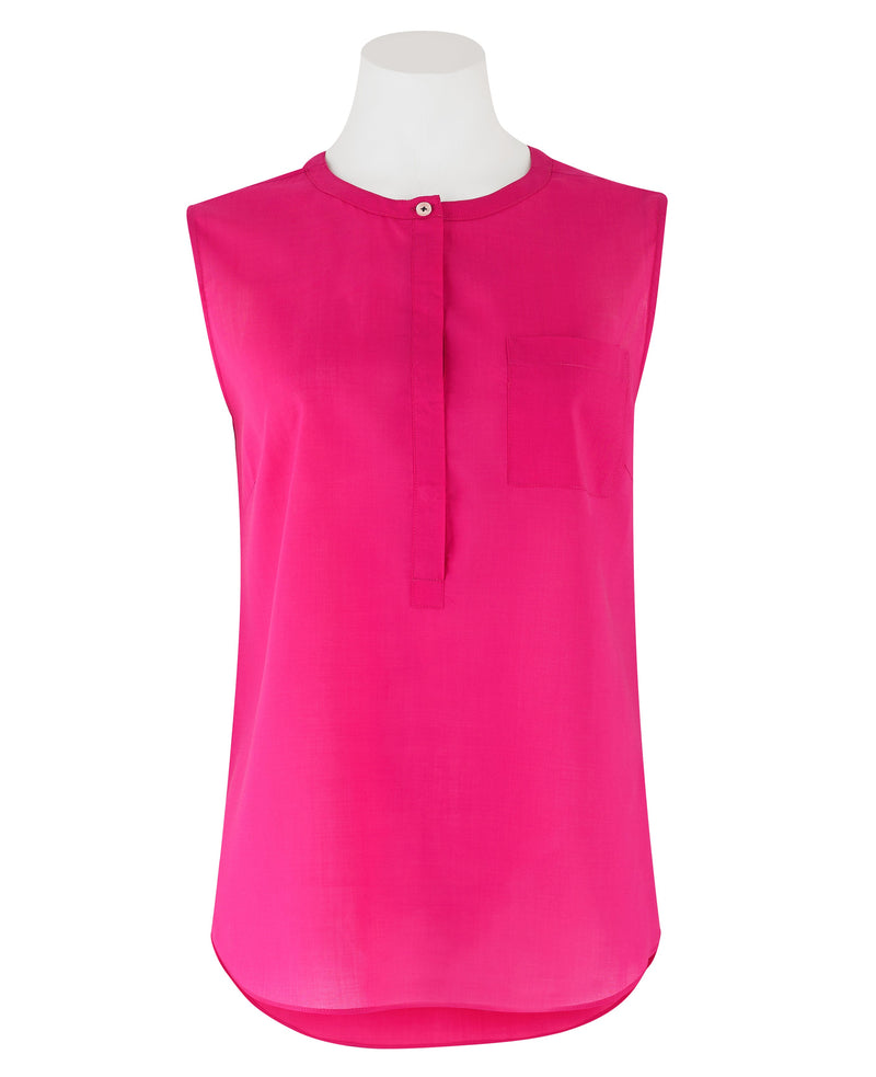 Women's Luxury Pink Tencel Semi-Fitted Sleeveless Blouse