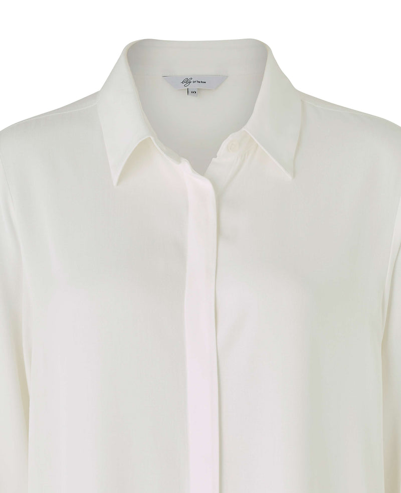 Women's Off White Viscose Twill Boyfriend Fit Shirt