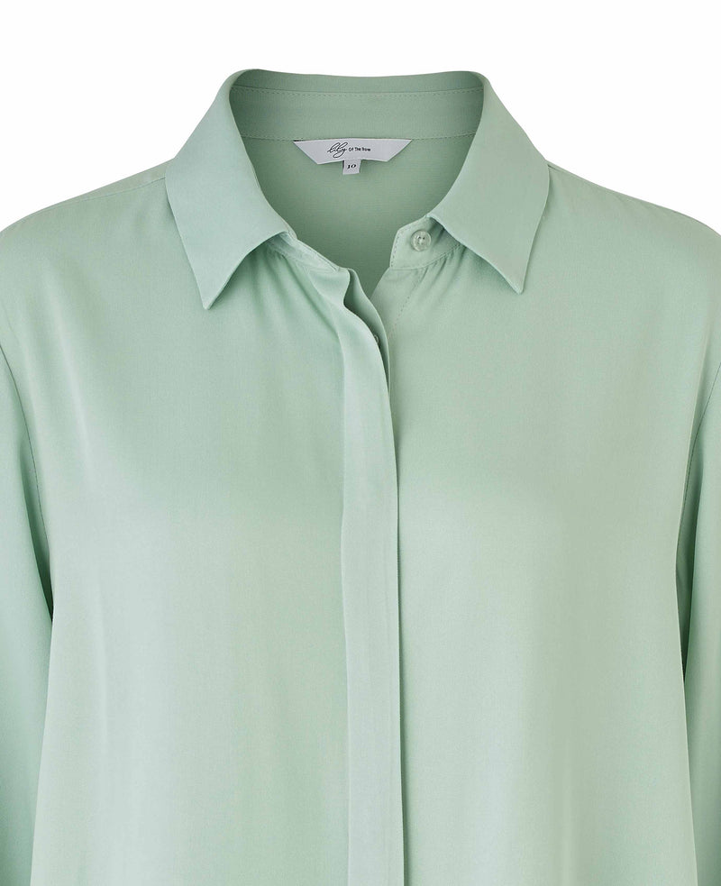 Women's Sage Green Viscose Twill Boyfriend Fit Shirt